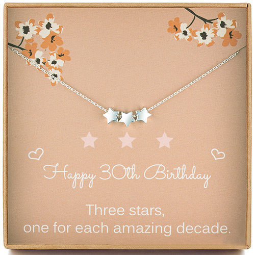 30th Birthday Gifts, Three Star Necklace