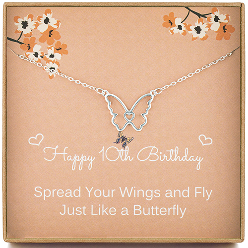 Sterling Silver Butterfly Necklace for 10 Year Old Girl