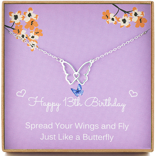 Sterling Silver Butterfly Necklace for 13 Year Old Girl
